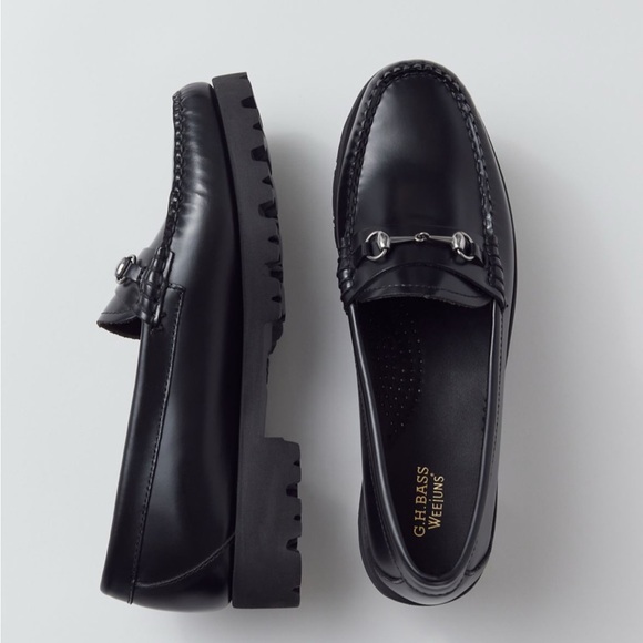 NWT GH Bass Lianna Bit Super Lug Weejuns Loafer in Black - Picture 1 of 3